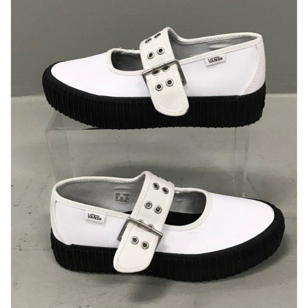 Vans Mary Jane Platform Sneakers White Black Buckle Strap Womens 7.5 721356 - Picture 3 of 6